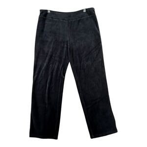 Soma Black Velour Lounge Pants Womens Large Straight Leg Elastic Waist‎ Casual
